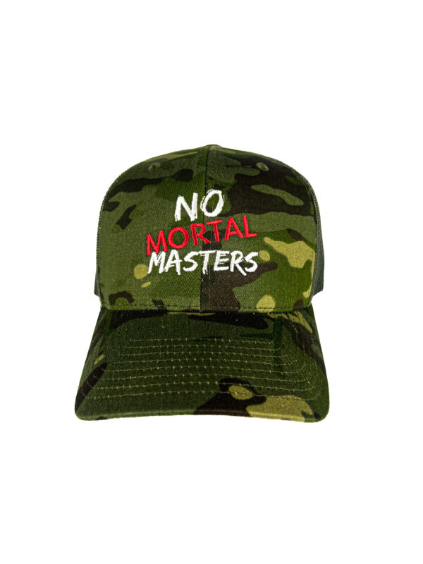 "No Mortal Masters" Multicam Tropic Trucker Mesh Snapback