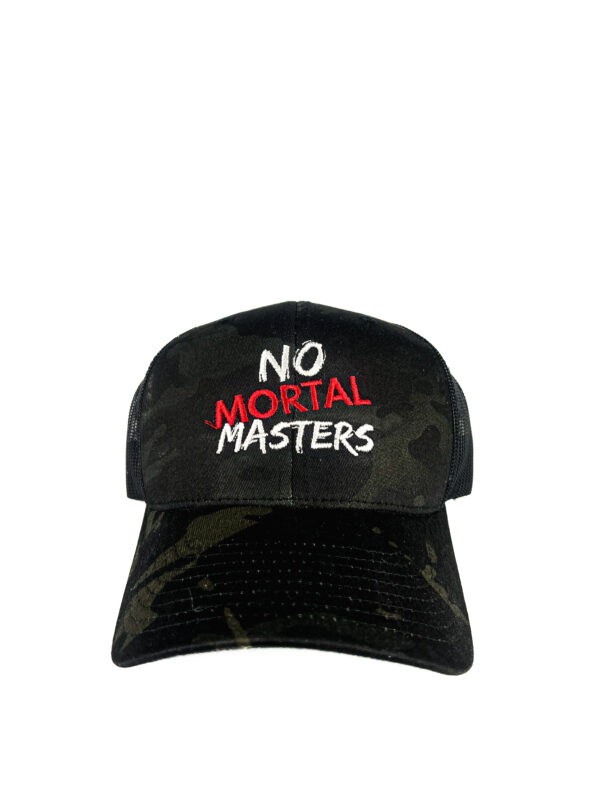 "No Mortal Masters" Multicam Black Trucker Mesh Snapback