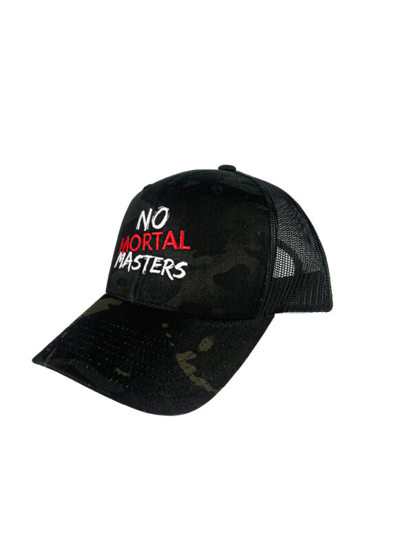 "No Mortal Masters" Multicam Black Trucker Mesh Snapback